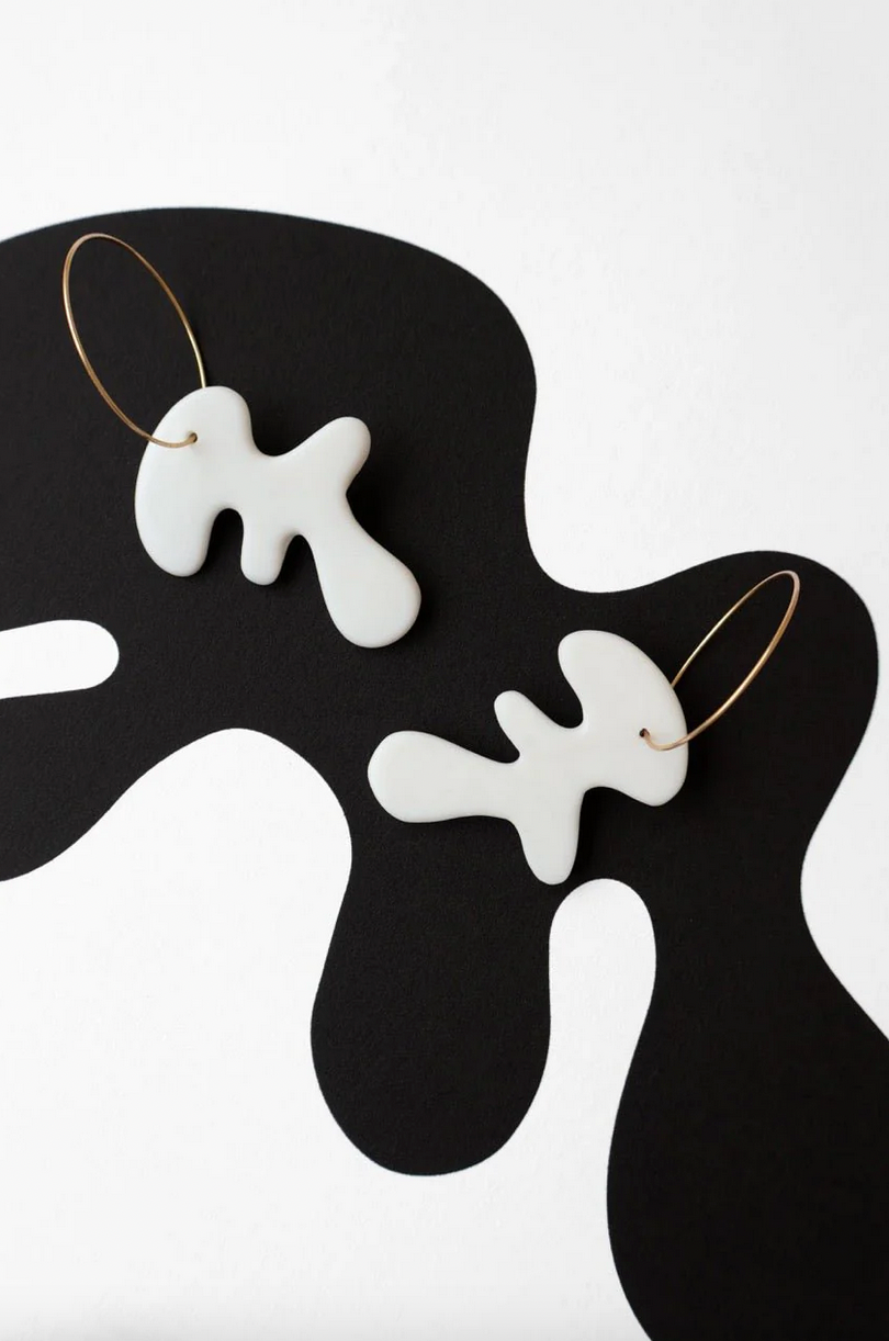 Arp White - porcelain earrings