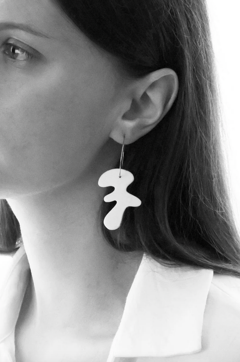 Arp White - porcelain earrings