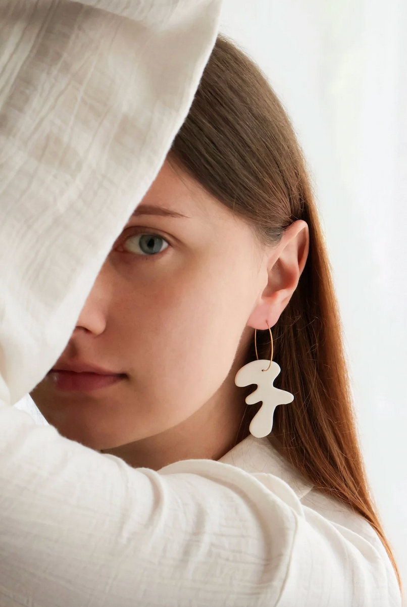 Arp White - porcelain earrings