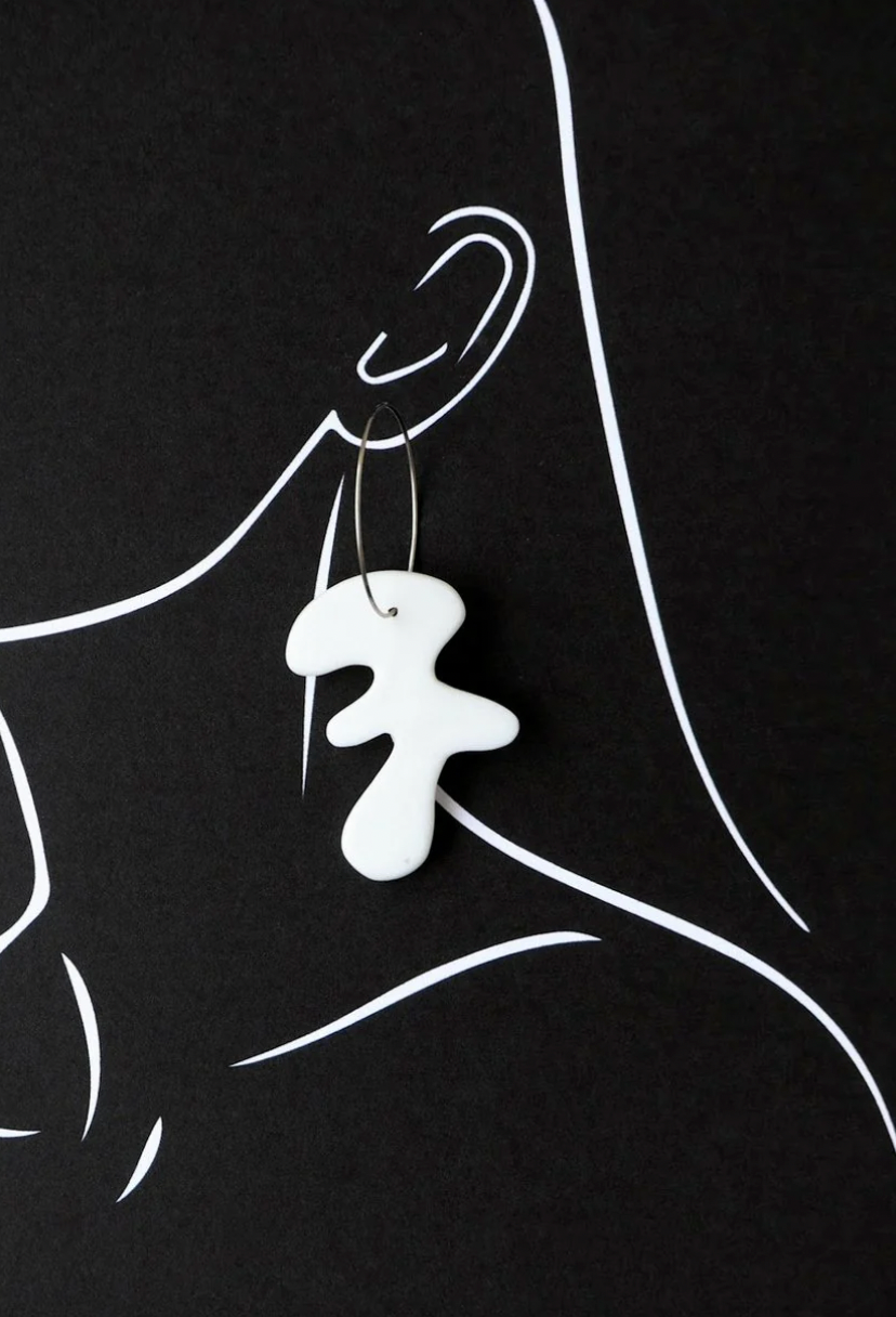 Arp White - porcelain earrings