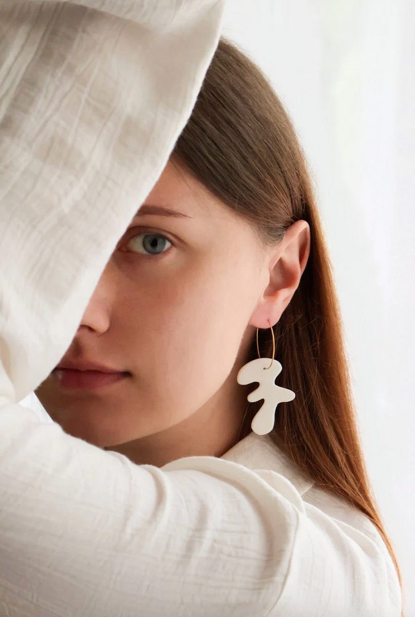 Arp White - porcelain earrings