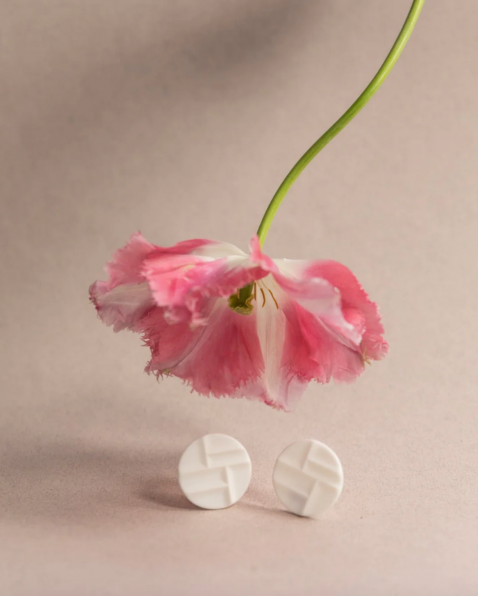 Mondrian White - porcelain earrings