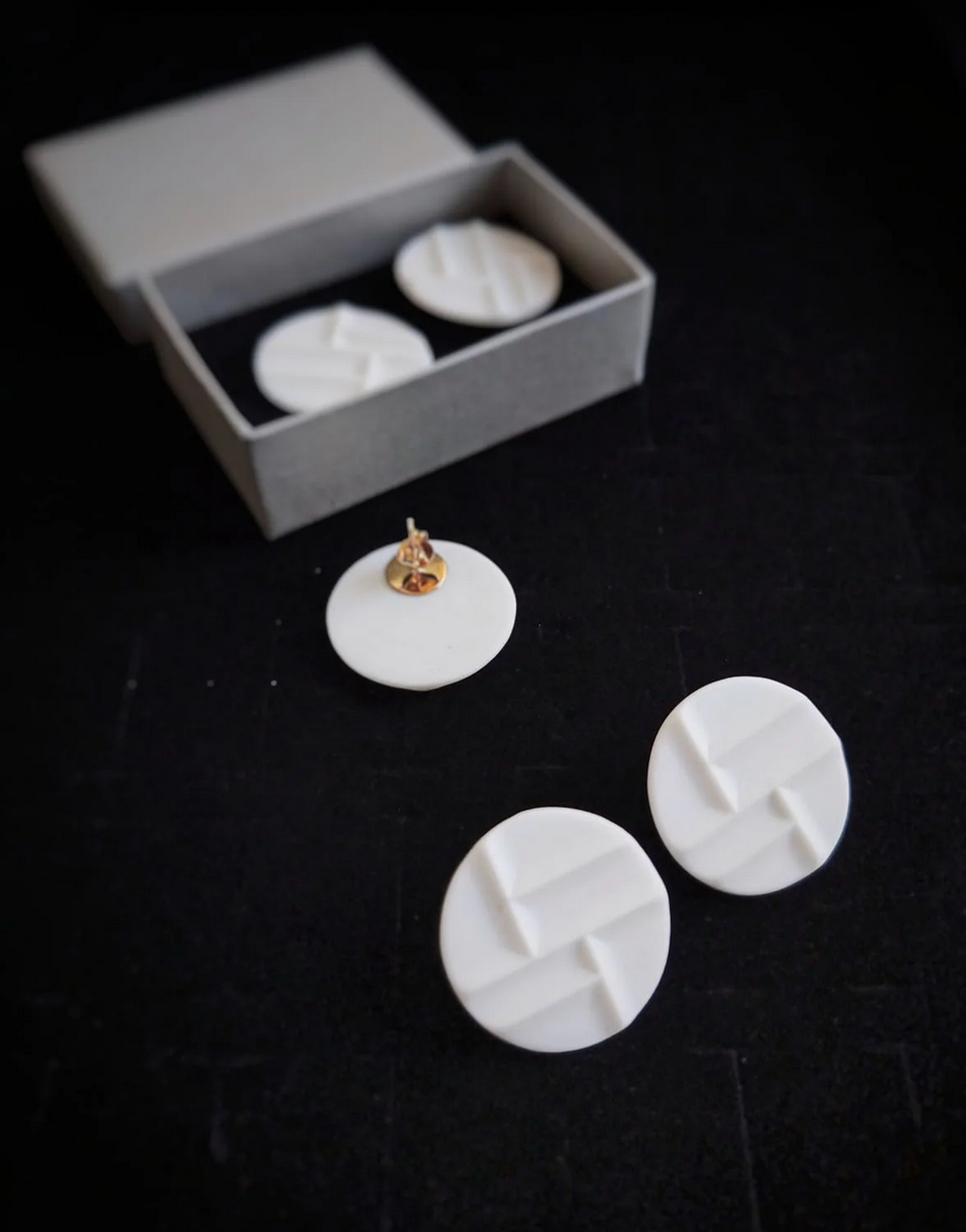 Mondrian White - porcelain earrings