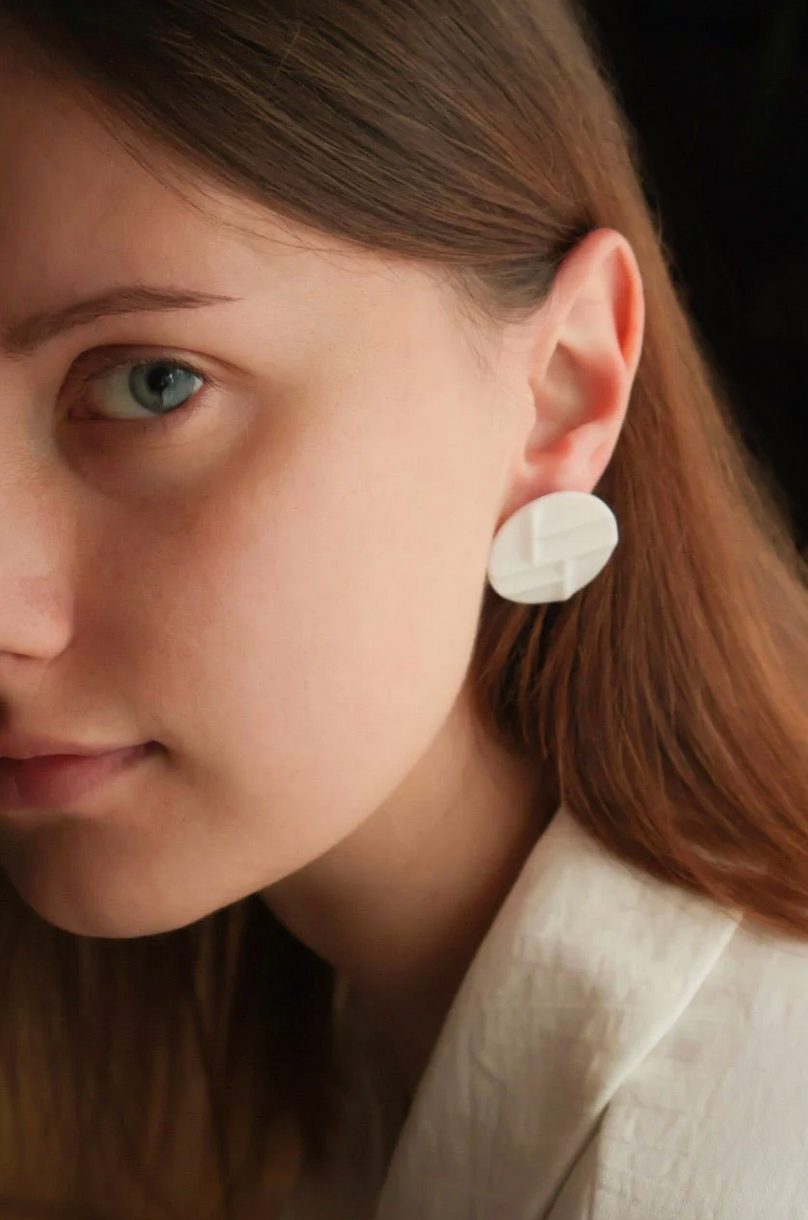 Mondrian White - porcelain earrings