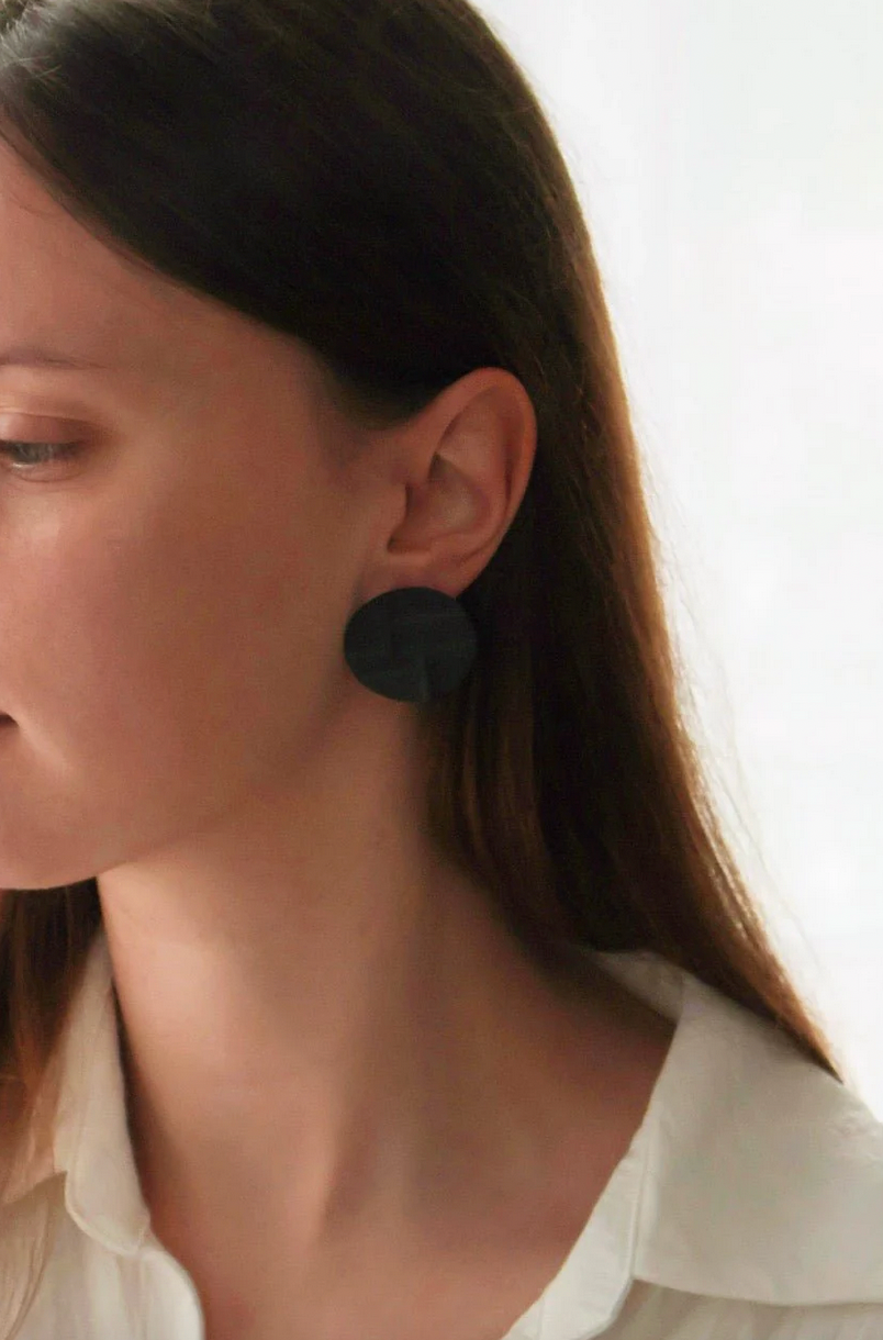 Mondrian Black - porcelain earrings