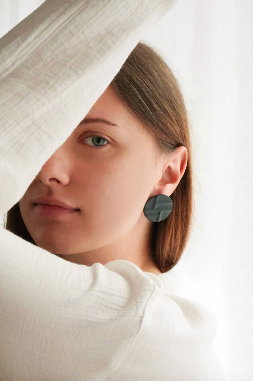 Mondrian Black - porcelain earrings