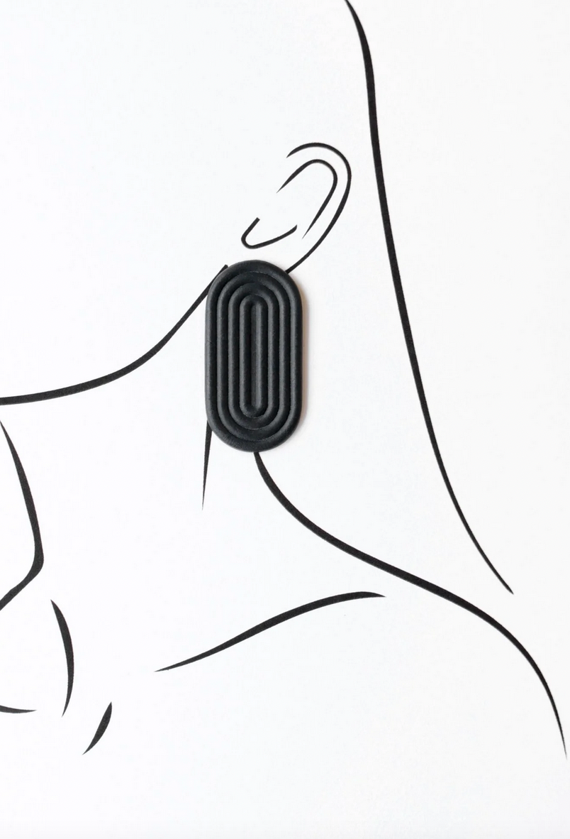 Anni Echo Black - porcelain earrings